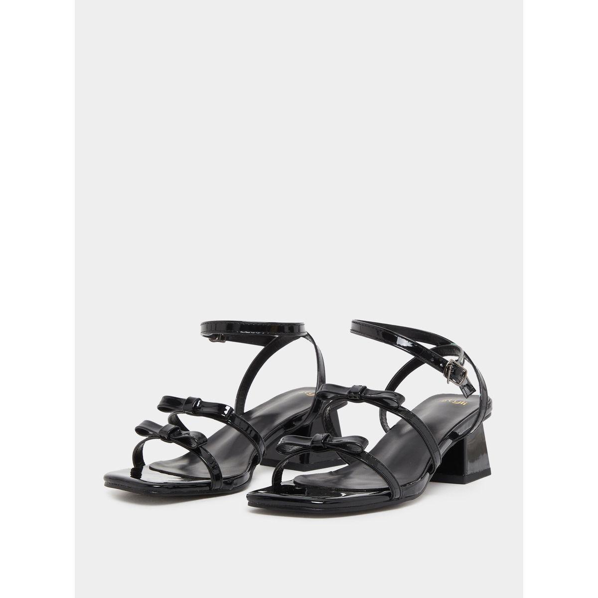 Styli Bow Trim Accent Block Heel Sandals-women-shoes-sandals-heeled-image-2