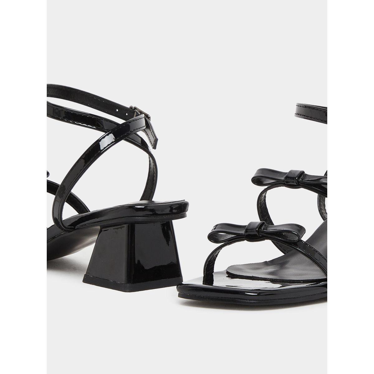 Styli Bow Trim Accent Block Heel Sandals-women-shoes-sandals-heeled-image-3