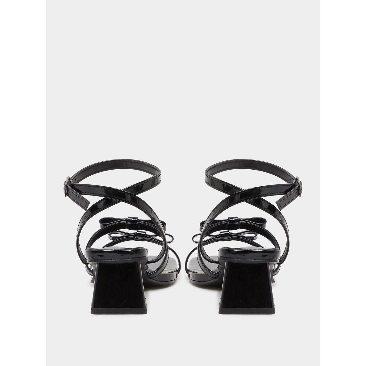 Styli Bow Trim Accent Block Heel Sandals-women-shoes-sandals-heeled-image-4