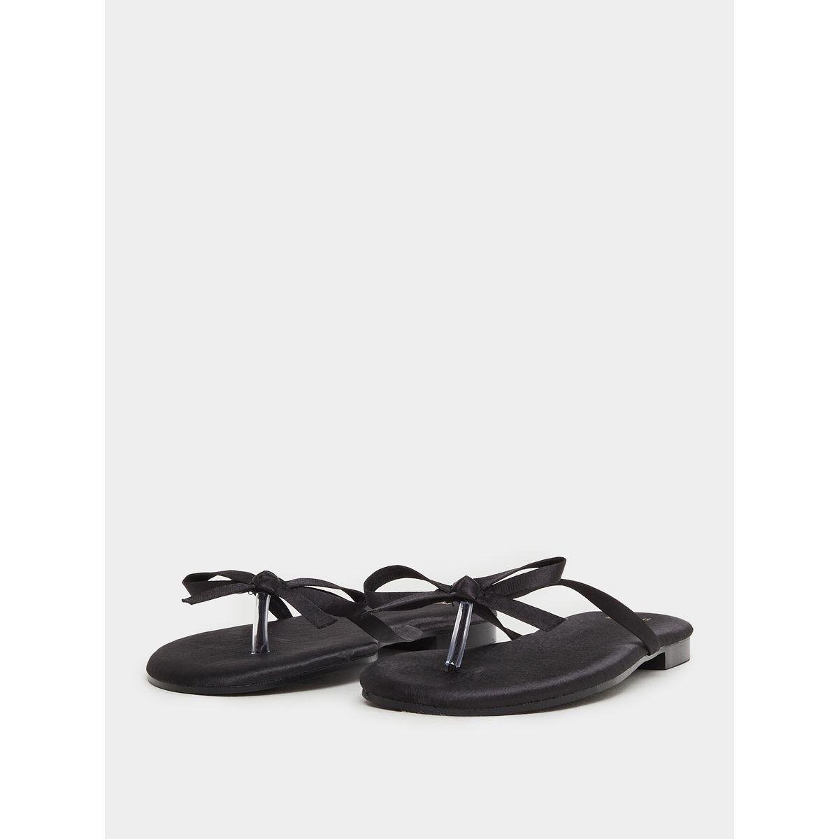Styli Plain Bow Trim Flat Sandals-women-shoes-sandals-flats-image-2
