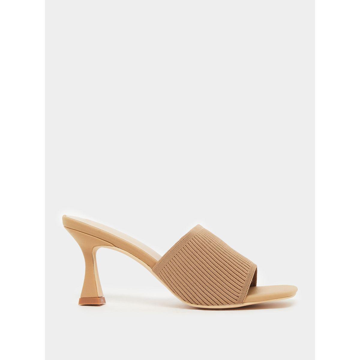 Styli Textured Open Toe Stiletto Heel Sandals-women-shoes-sandals-heeled-image-1