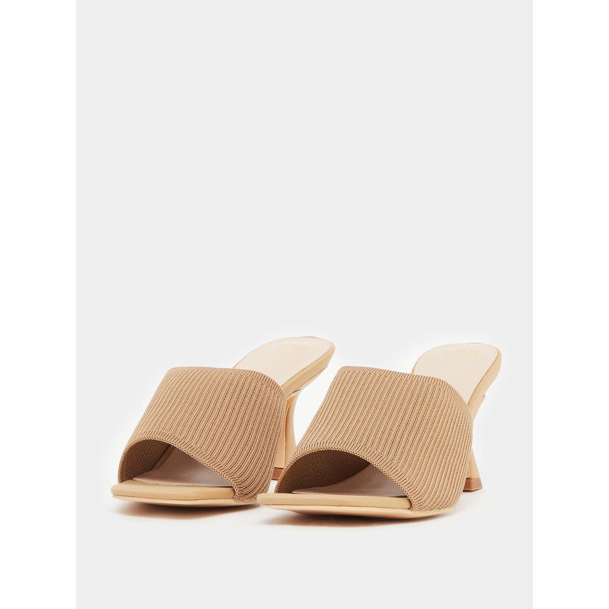 Styli Textured Open Toe Stiletto Heel Sandals-women-shoes-sandals-heeled-image-2