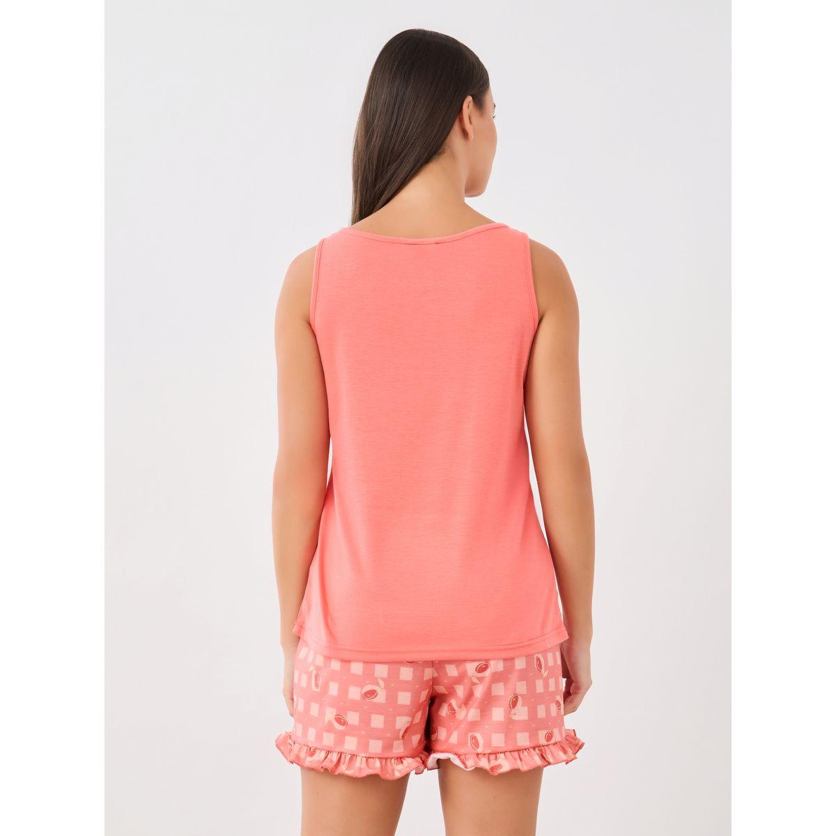 Styli Tassel Tie-Front Swing Cami and Gingham Fruit Print Ruffled Shorts Set-women-clothing-nightwear-pyjamas-shortsets-image-6