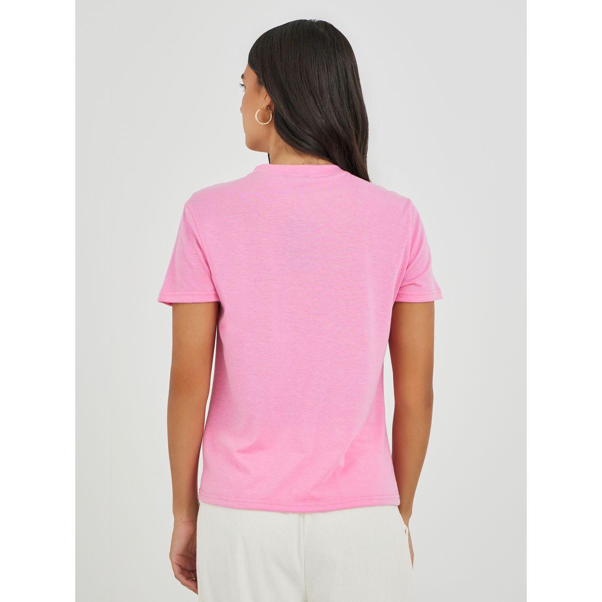 تيشيرت بياقة دائرية وطبعة كتابة-women-clothing-tshirts-image-4