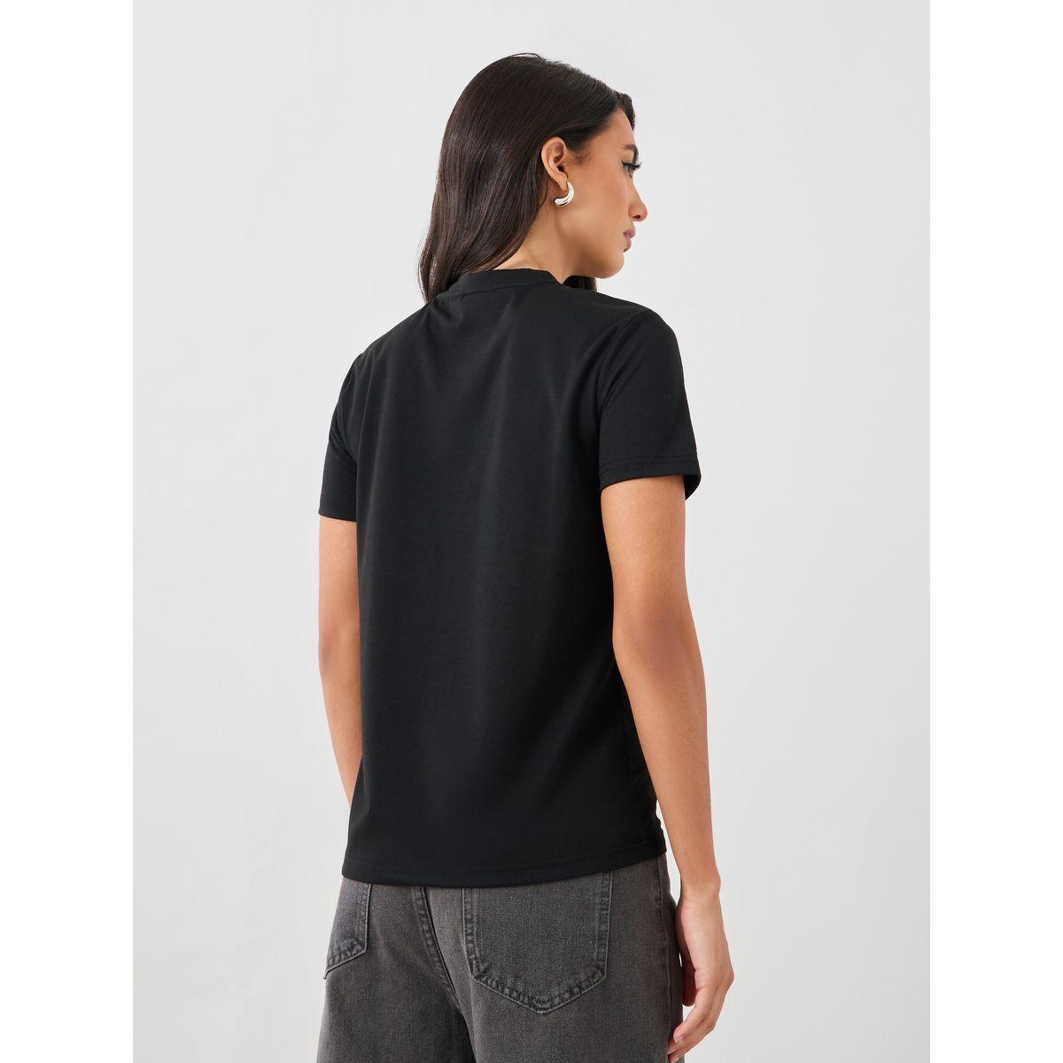 تيشيرت بطبعة كتابة وأكمام قصيرة-women-clothing-tshirts-image-4