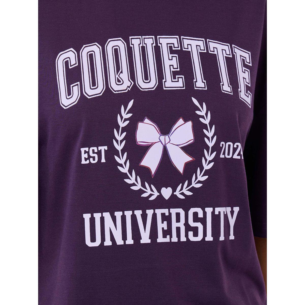 تيشيرت فضفاض بطبعة كتابة وياقة دائرية-women-clothing-tshirts-image-3
