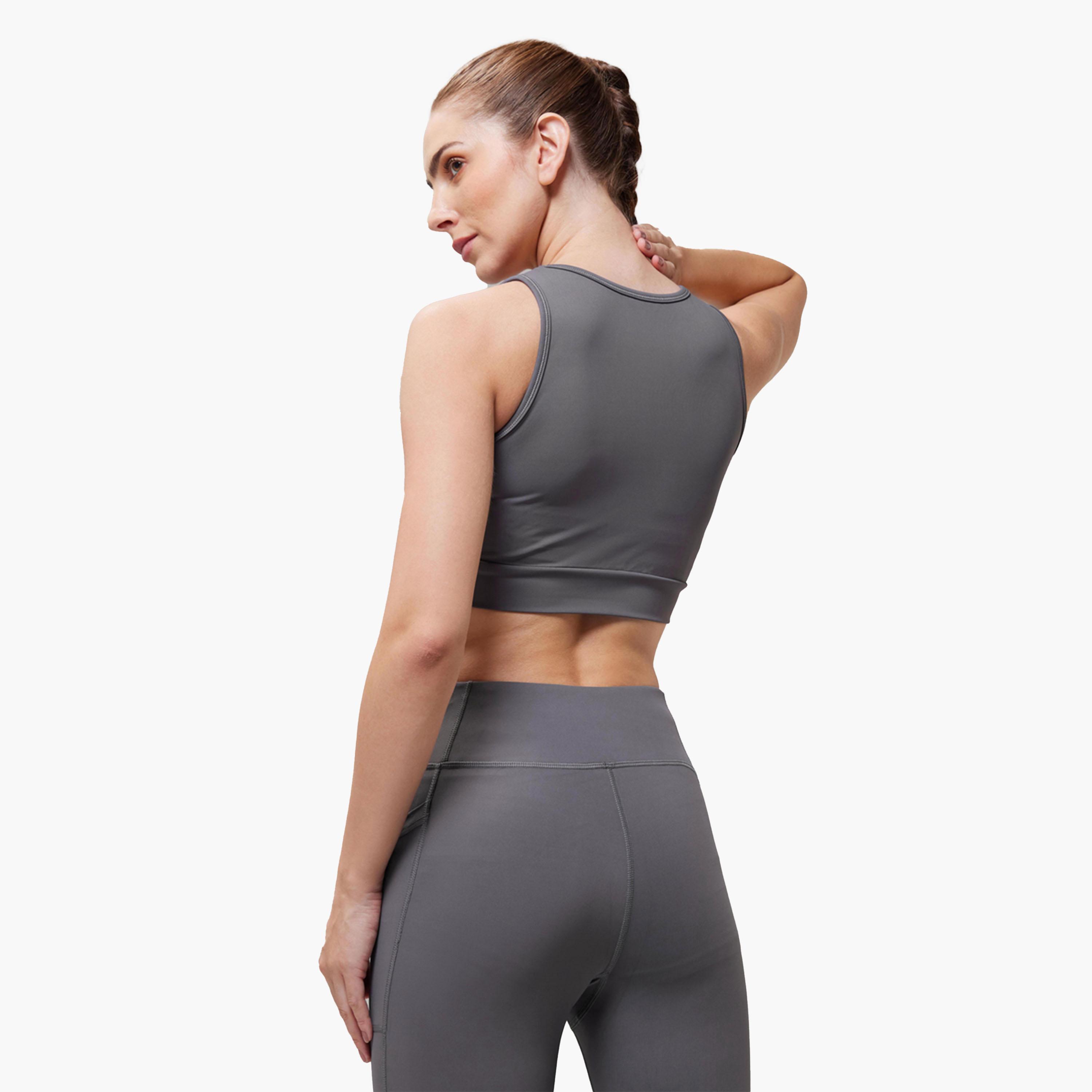 Technosport X Styli Grey Logo Detail Padded Non-Wired Sports Bra-women-clothing-lingerie-bras-image-3
