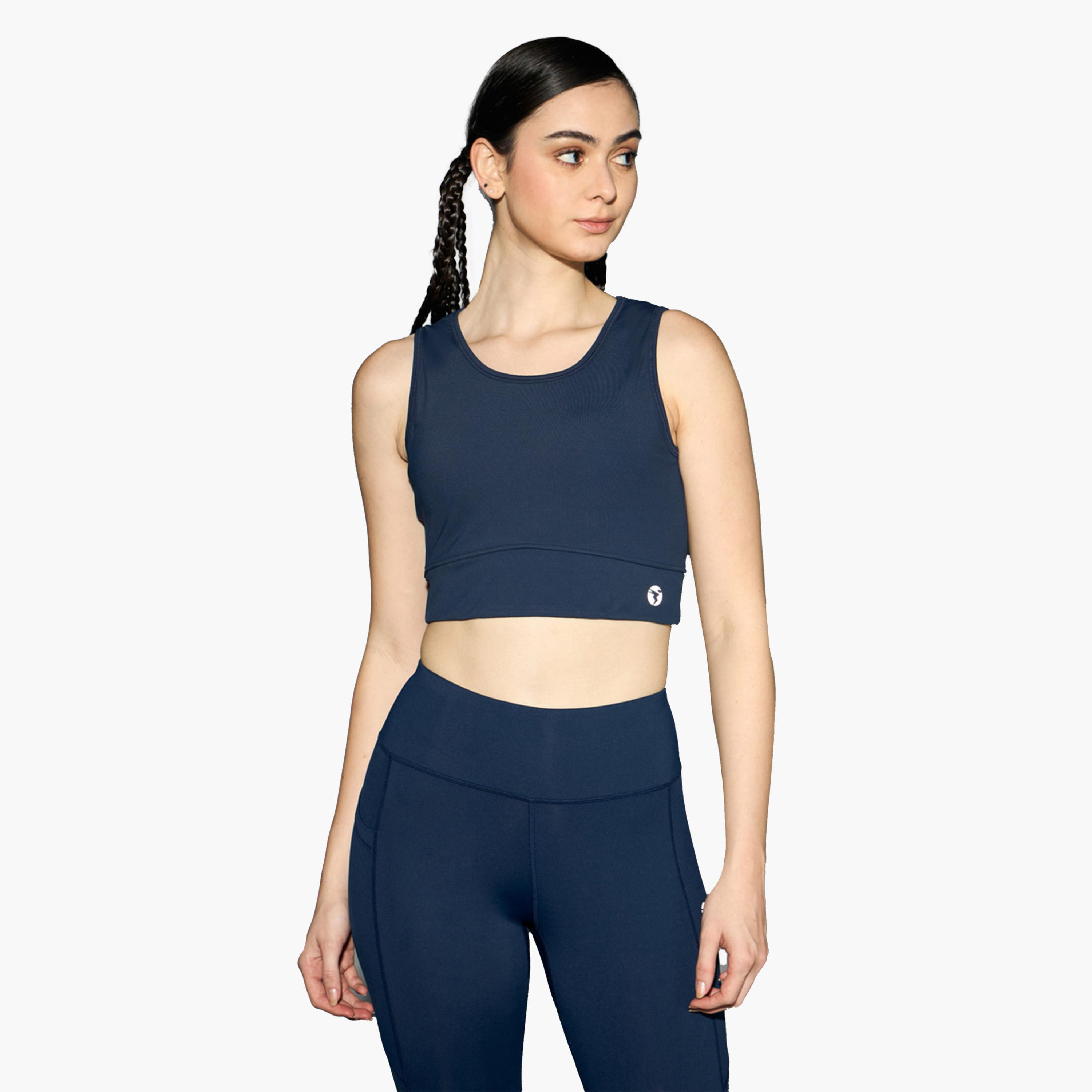 تيكنو سبورت × ستايلي - حمالة صدر رياضية مبطنة - كحلي-women-clothing-lingerie-bras-image-2
