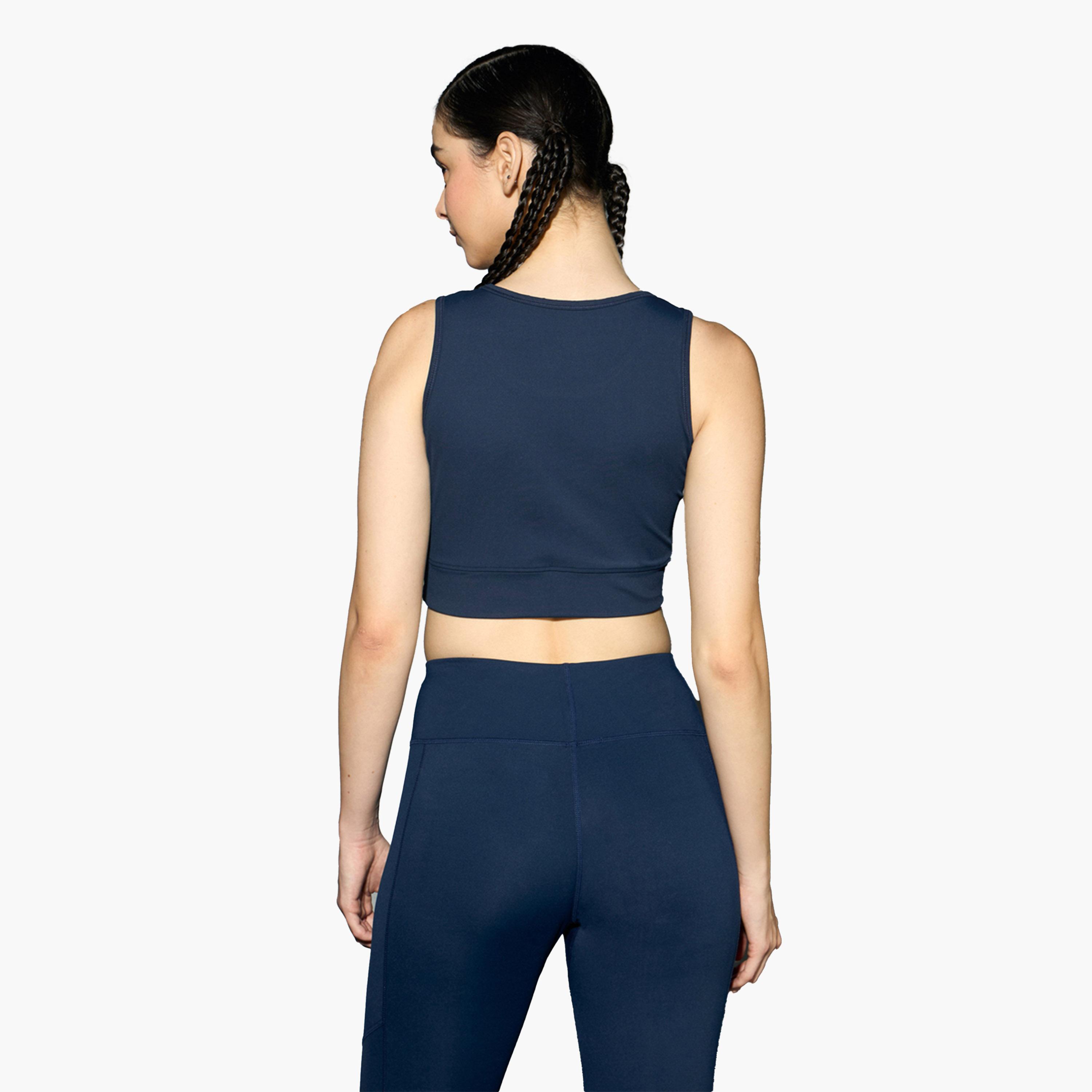تيكنو سبورت × ستايلي - حمالة صدر رياضية مبطنة - كحلي-women-clothing-lingerie-bras-image-4