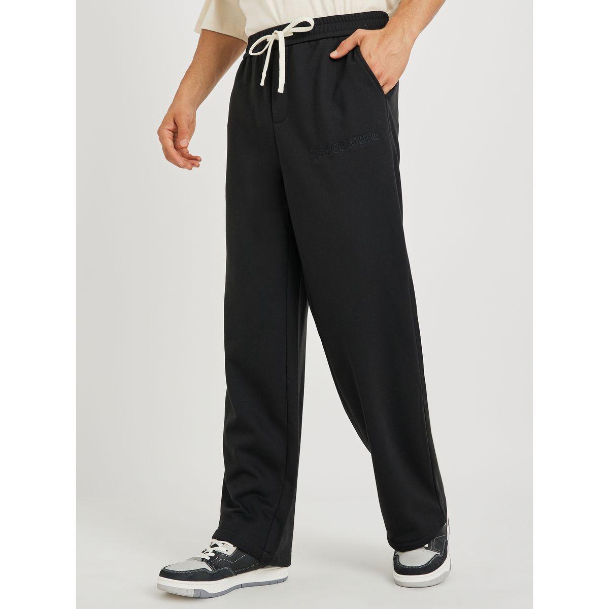 Styli Embossed Oversized Open Hem Joggers with Drawstring-men-clothing-bottoms-joggers-image-1