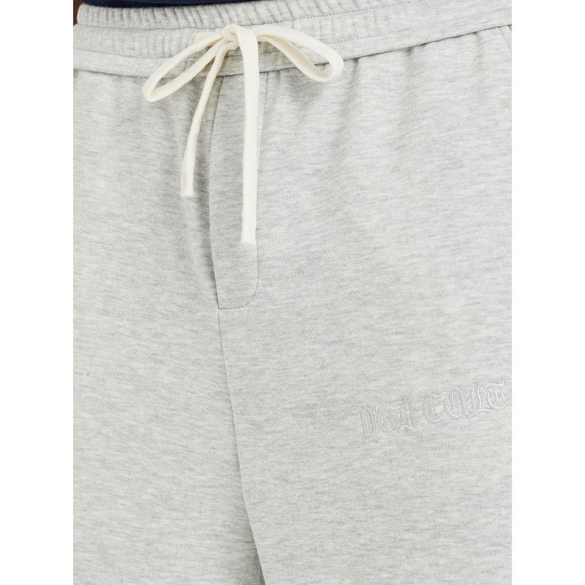 Styli Men Grey Solid Oversized Open Hem Joggers with Drawstring Waist-men-clothing-bottoms-joggers-image-3