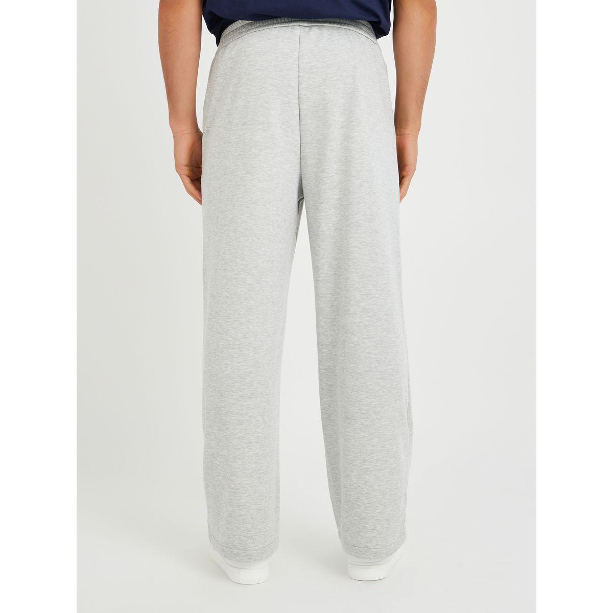 Styli Men Grey Solid Oversized Open Hem Joggers with Drawstring Waist-men-clothing-bottoms-joggers-image-4