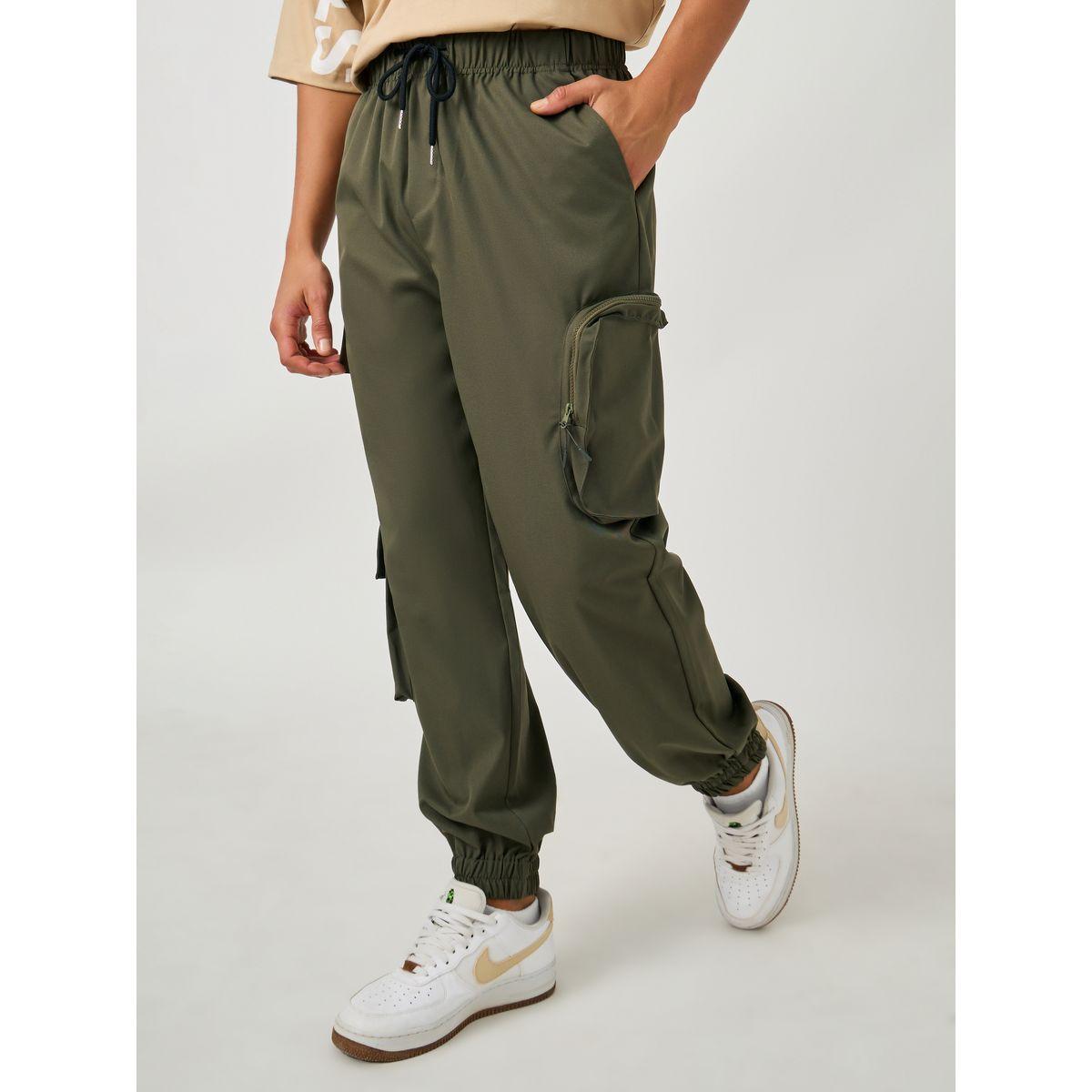 Styli Solid Twill Utility Oversized Joggers with Zip Pocket-men-clothing-bottoms-joggers-image-1
