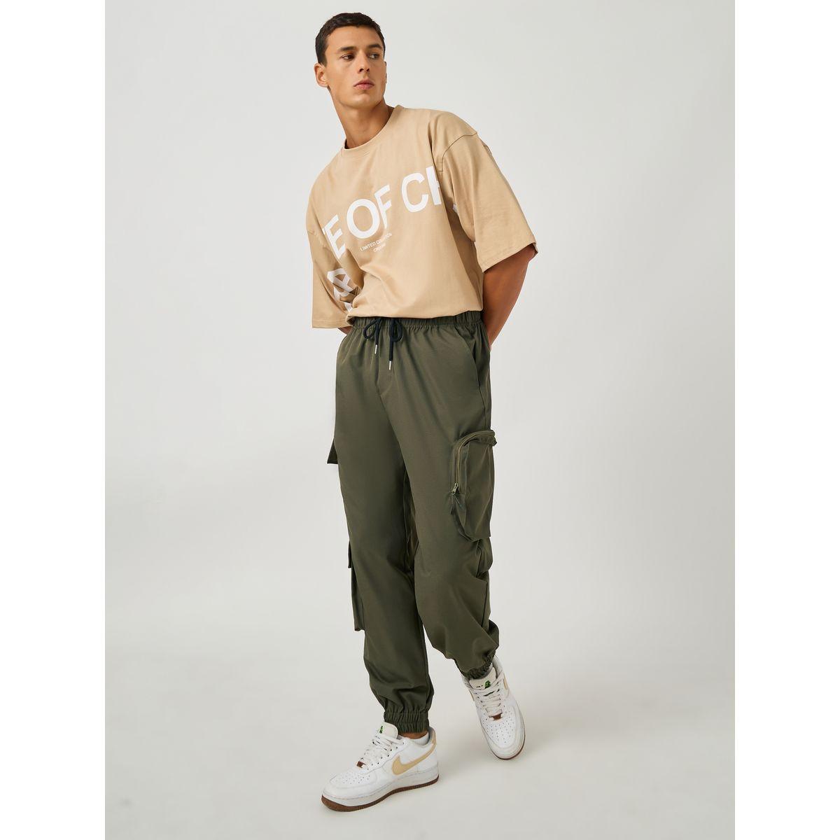 Styli Solid Twill Utility Oversized Joggers with Zip Pocket-men-clothing-bottoms-joggers-image-2