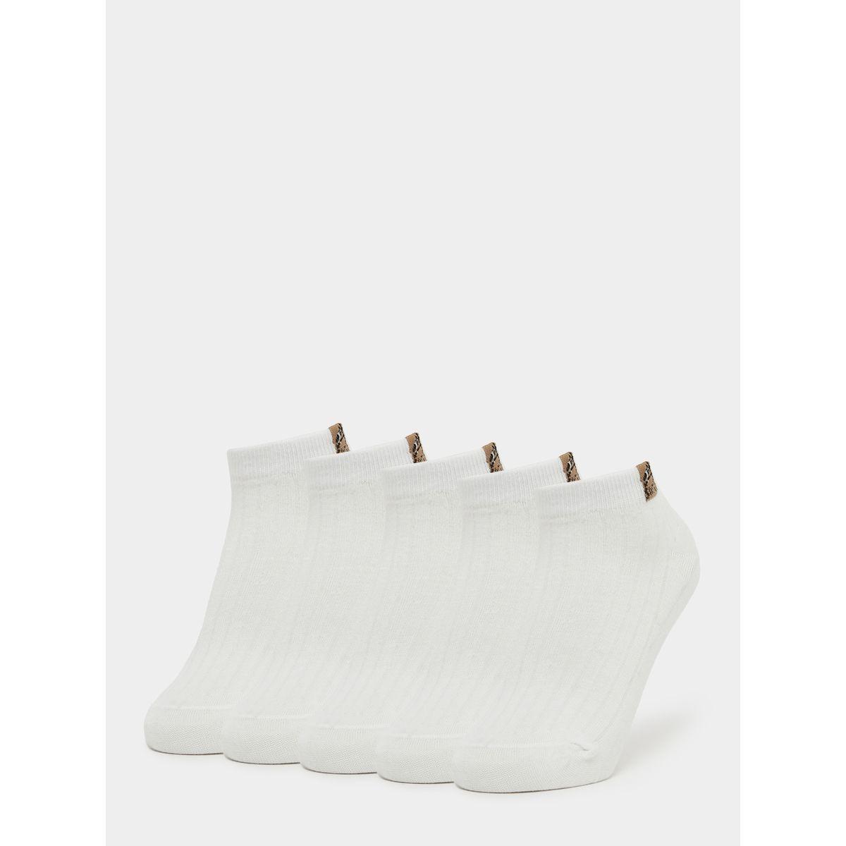 Styli Pack of 5 White Ribbed Cuff Ankle Socks-men-socks-image-1