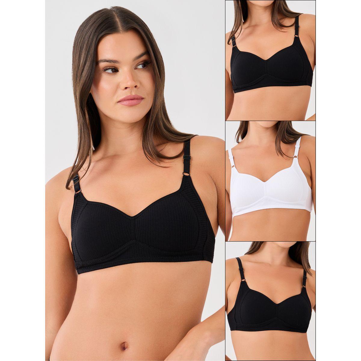 مجموعة من 3 صدرية مبطنة بتفاصيل مضلعة-women-clothing-lingerie-bras-image-1