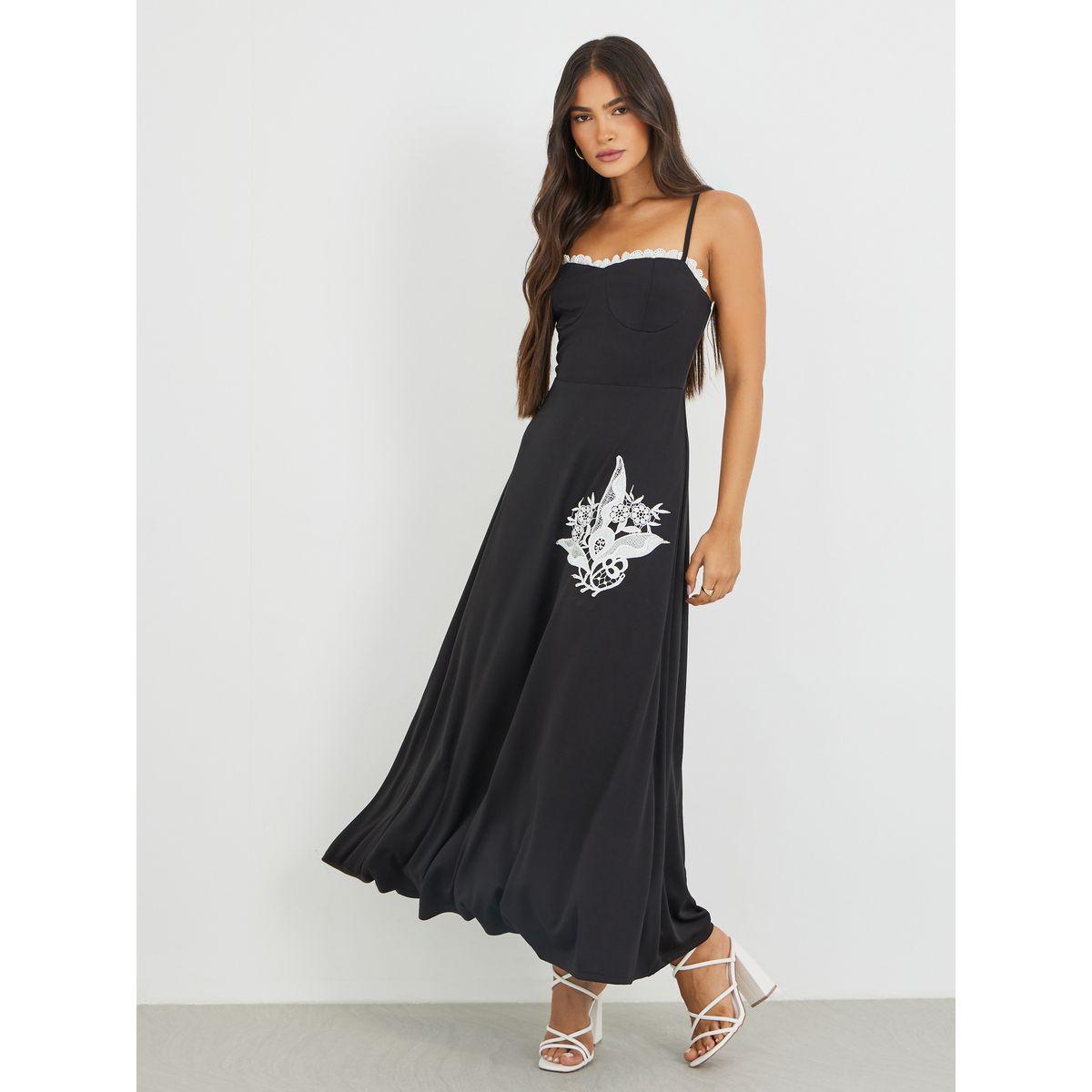 Styli Lace Insert Strappy A-Line Maxi Dress-women-clothing-dresses-image-1