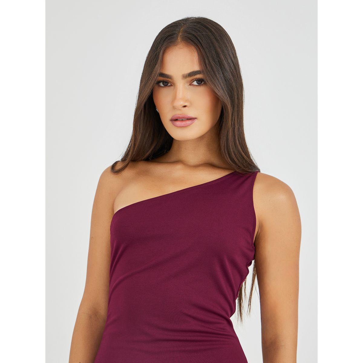 فستان طويل سادة بكتف واحد وحافة ميرميد-women-clothing-dresses-image-4
