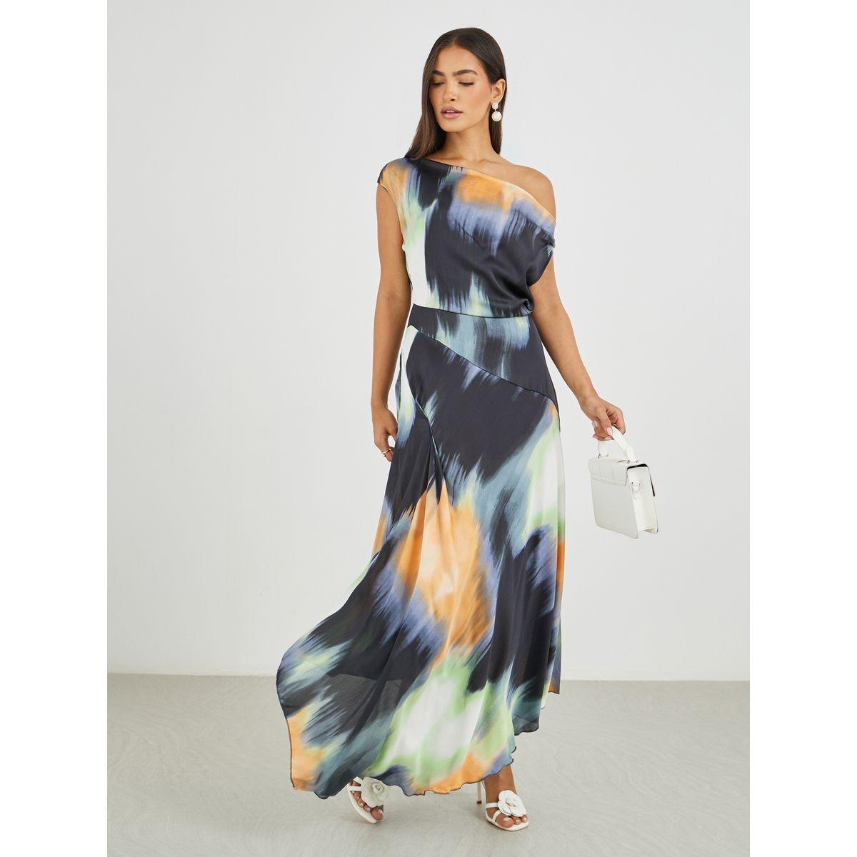 Styli Abstract Print Draped Asymmetric A-Line Maxi Dress-women-clothing-dresses-image-2