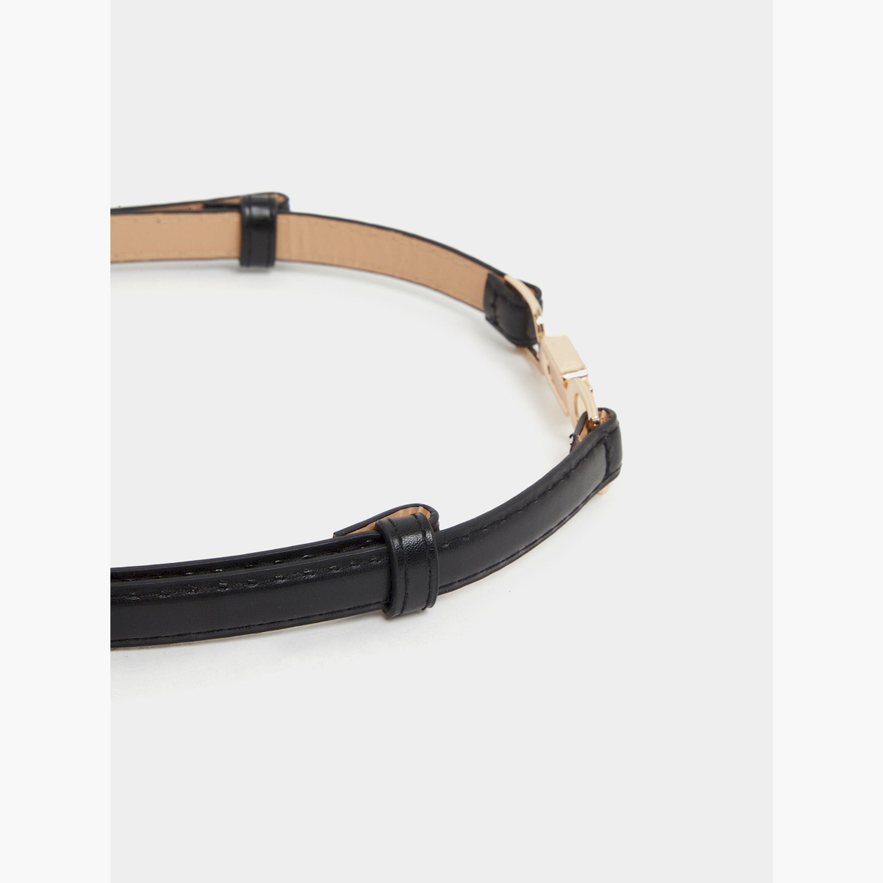 ستايلي - حزام أسود نحيف بمشبك ذهبي-women-clothingaccessories-belts-image-5