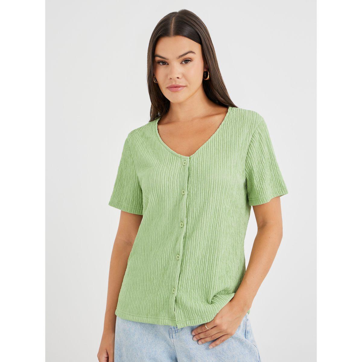 بلوزة بتفاصيل بارزة الملمس وأزرار-women-clothing-shirtsandblouses-blouses-image-3