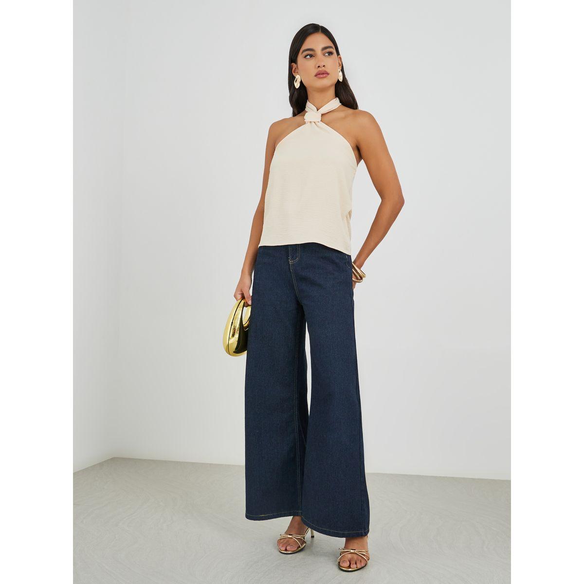 Styli Plain Twist Detail Halter Neck Cami Top-women-clothing-tshirts-image-2