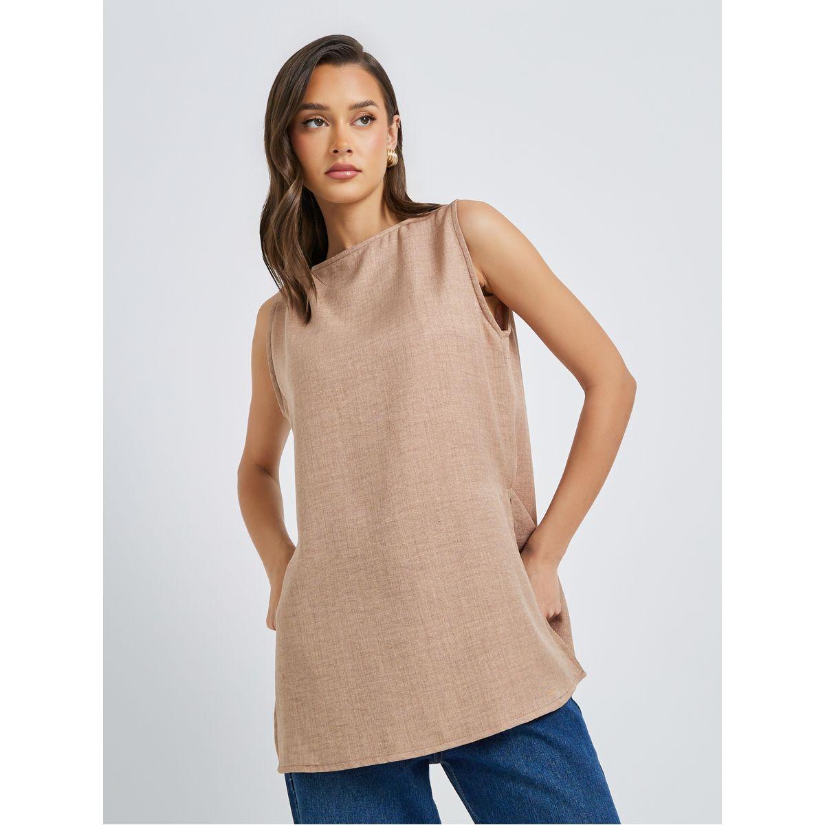 Styli Longline Sleeveless Top with Side Slit-women-clothing-shirtsandblouses-blouses-image-1