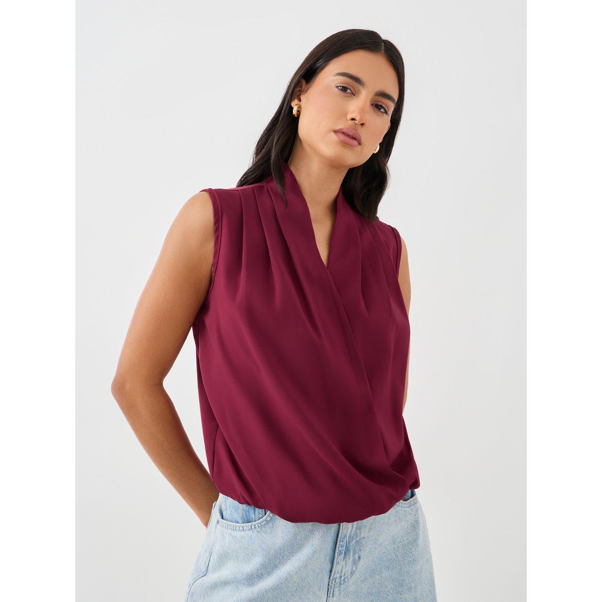 Styli Solid Sleeveless Surplice Neck Wrap Top-women-clothing-shirtsandblouses-blouses-image-1