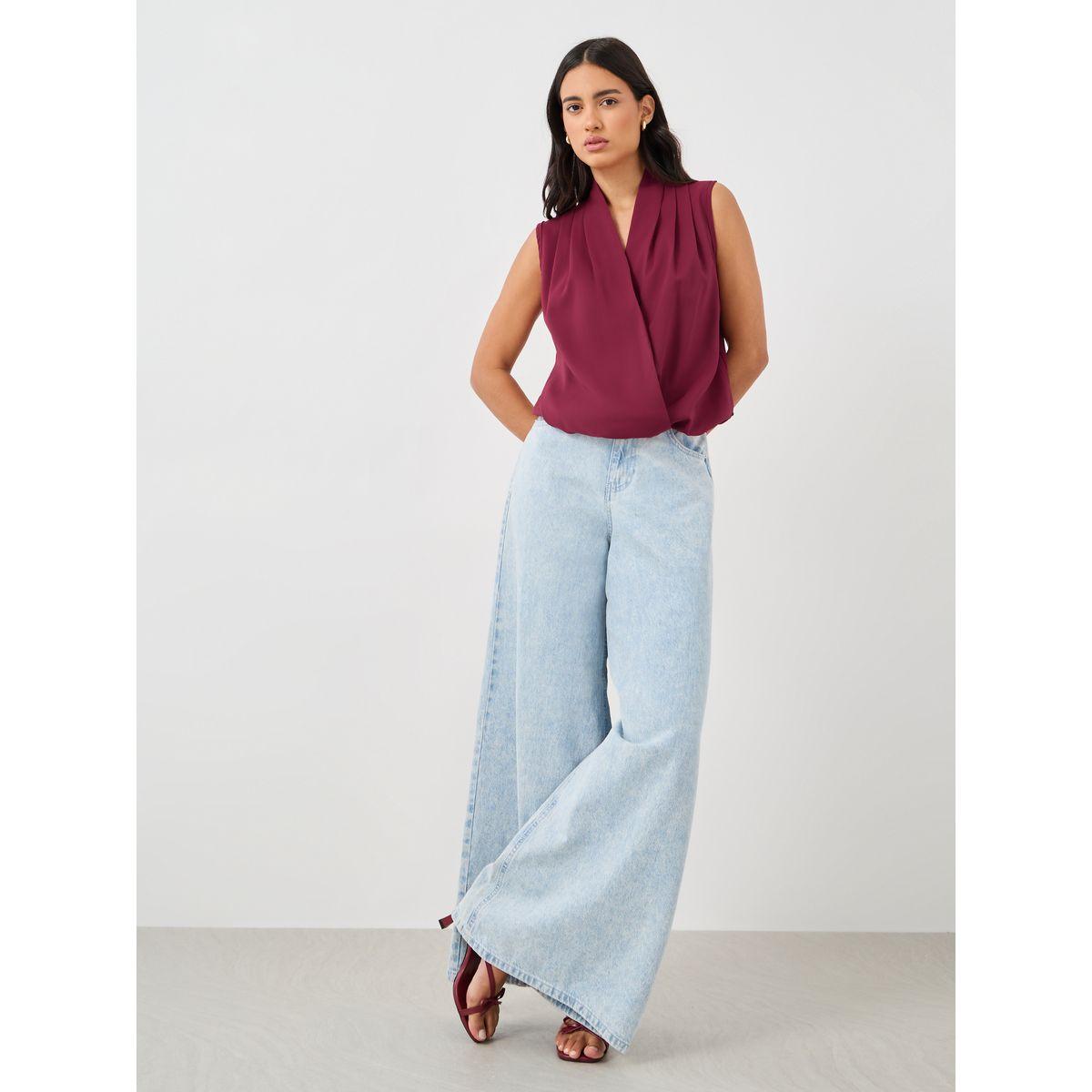 Styli Solid Sleeveless Surplice Neck Wrap Top-women-clothing-shirtsandblouses-blouses-image-2