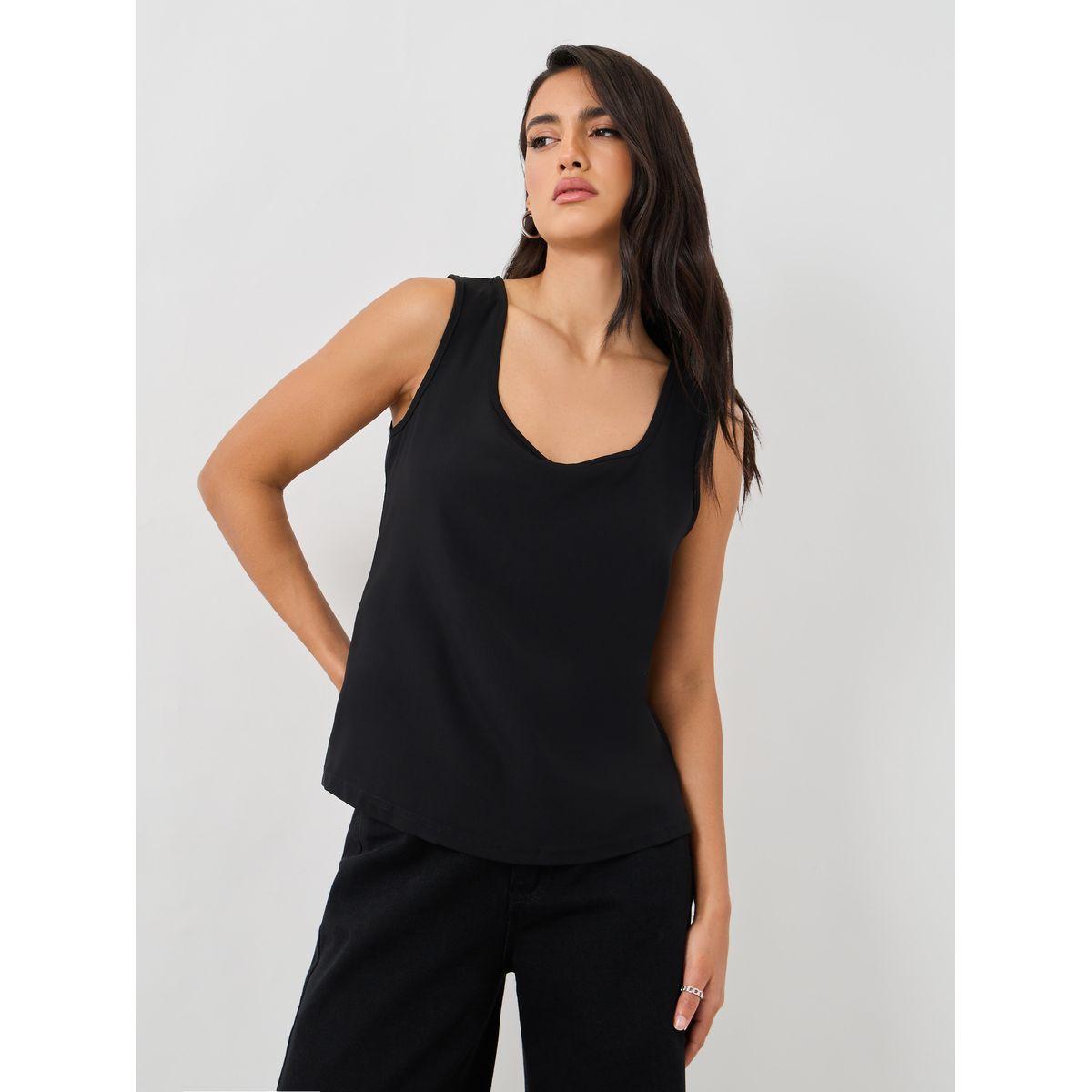 Styli Solid Scoop Neck Sleeveless Top-women-clothing-shirtsandblouses-blouses-image-1
