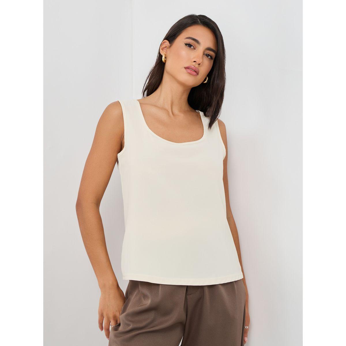 Styli Solid Scoop Neck Sleeveless Top-women-clothing-shirtsandblouses-blouses-image-2