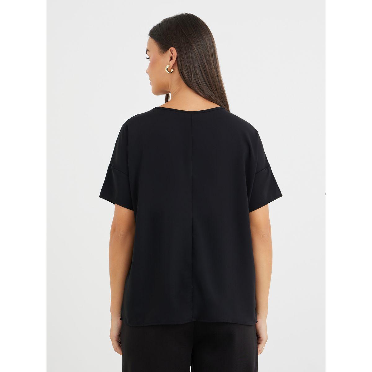 بلوزة بأكمام قصيرة مع ياقة بشق-women-clothing-shirtsandblouses-blouses-image-5