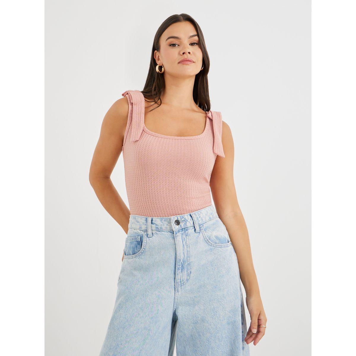 Styli Texture Knitted Bodysuit with Bow Straps-women-clothing-shirtsandblouses-blouses-image-3