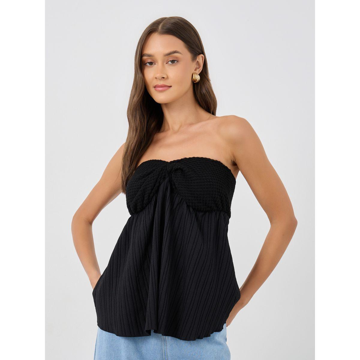 بلوزة بنمط لف وياقة باندو-women-clothing-shirtsandblouses-blouses-image-1