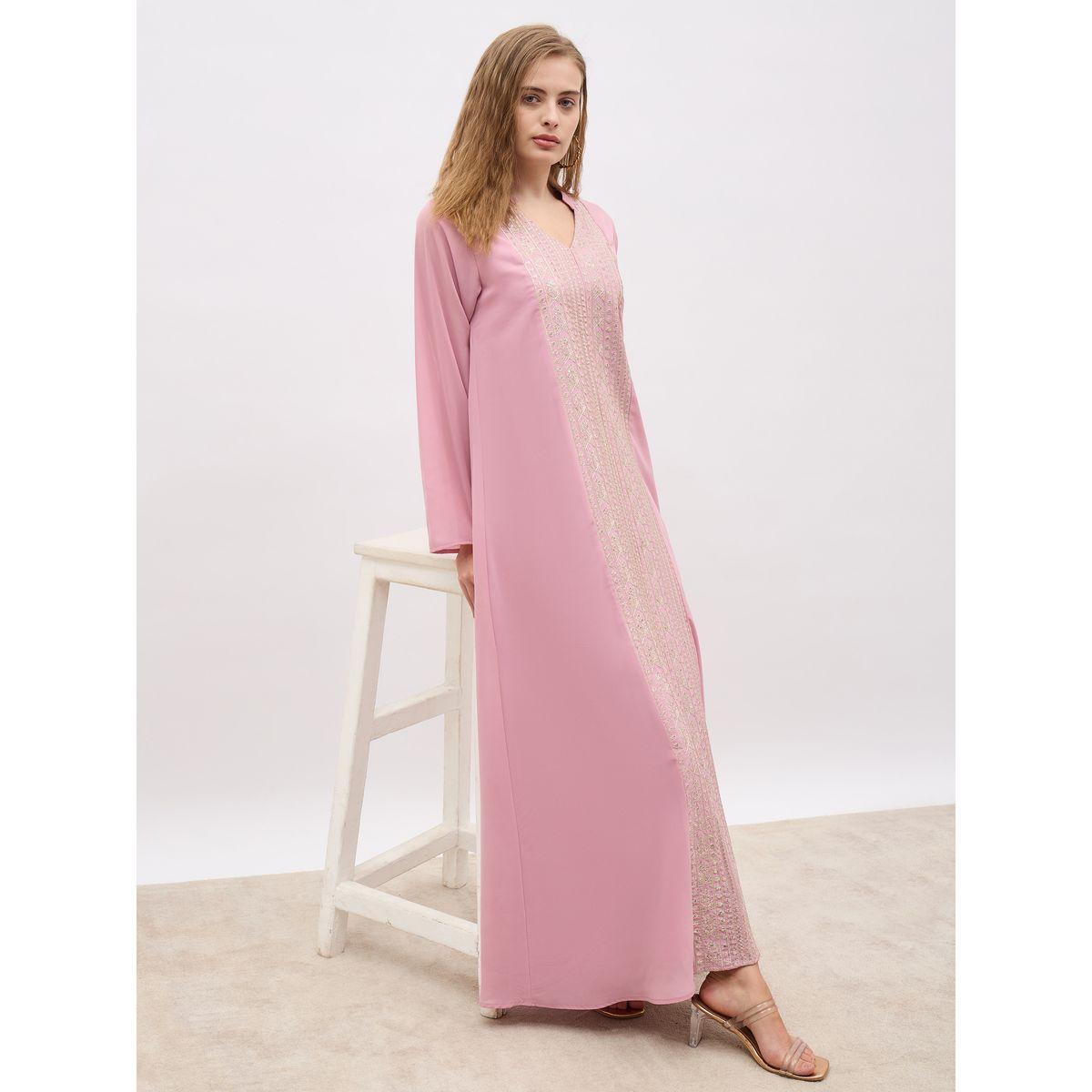 Styli Sequin Embroidered Panelled Jalabiya with Collar-women-arabicclothing-jalabiyas-image-6
