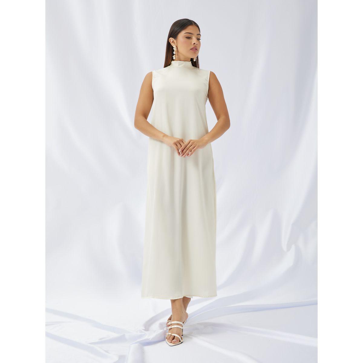 Styli Stand Collar Satin Inner Dress with Jacquard Cape Abaya Set-women-arabicclothing-abayas-image-5