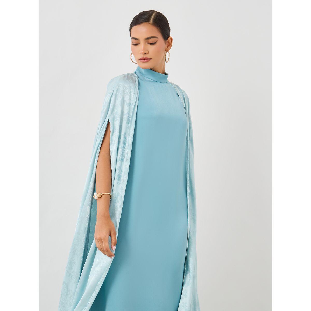 أميرة x ستايلي طقم منسق من فستان ستان وعباية بنمط كيب-women-arabicclothing-abayas-image-4