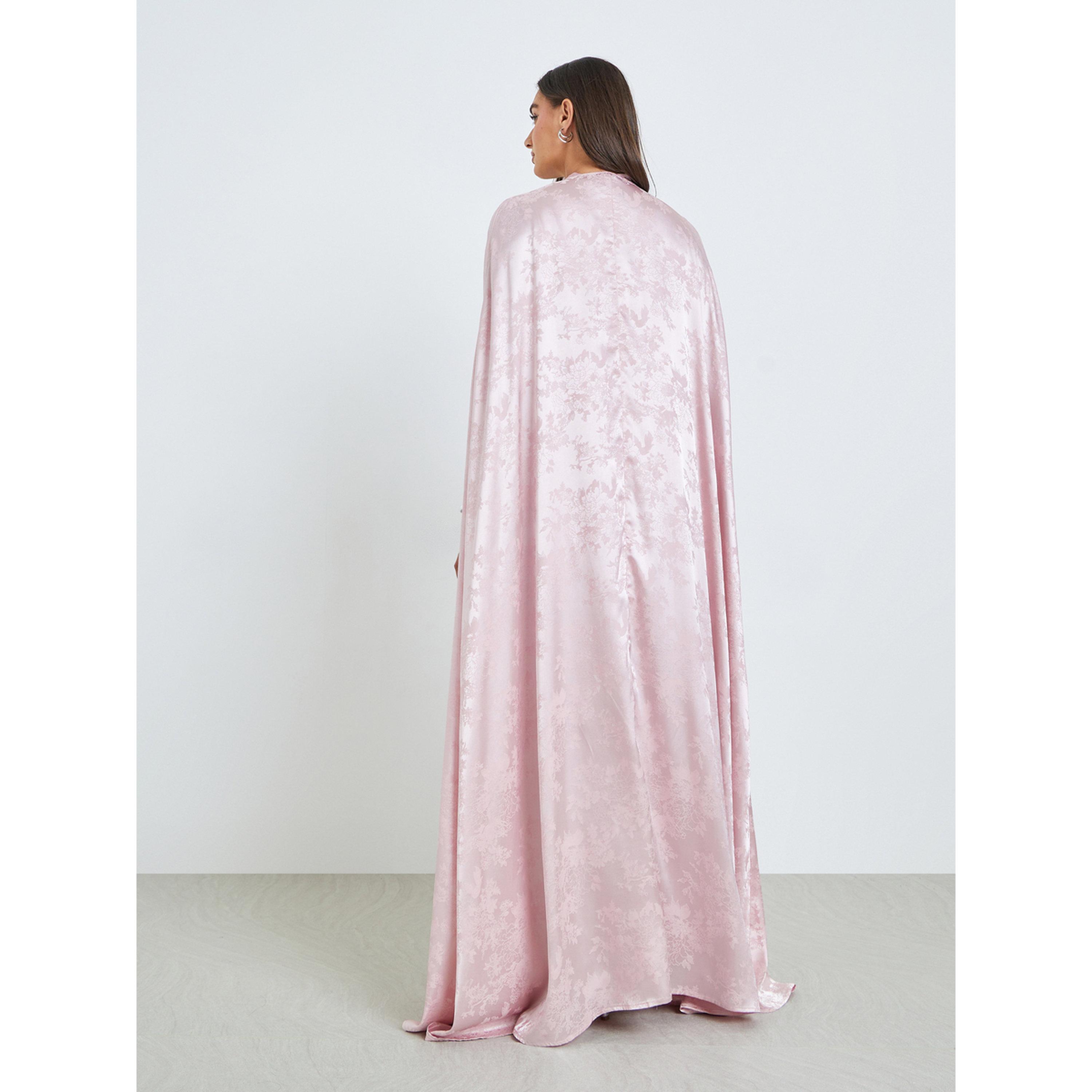 Amirah X Styli Pink Jacquard Abaya with Satin Inner Dress Set-women-arabicclothing-sets-image-3