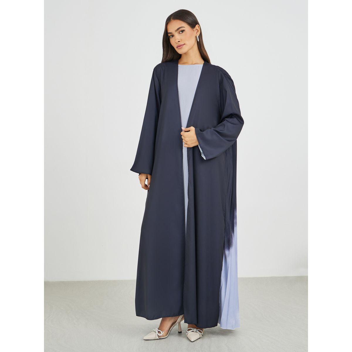 Styli Women Ombre Pleated Back Open Front Abaya-women-arabicclothing-abayas-image-2