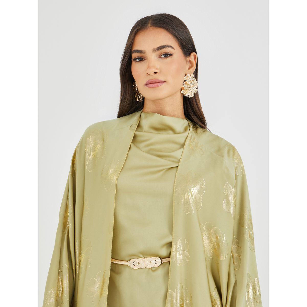 عباية ساتان بنمط كيب وفستان طويل مع حزام-women-arabicclothing-abayas-image-4