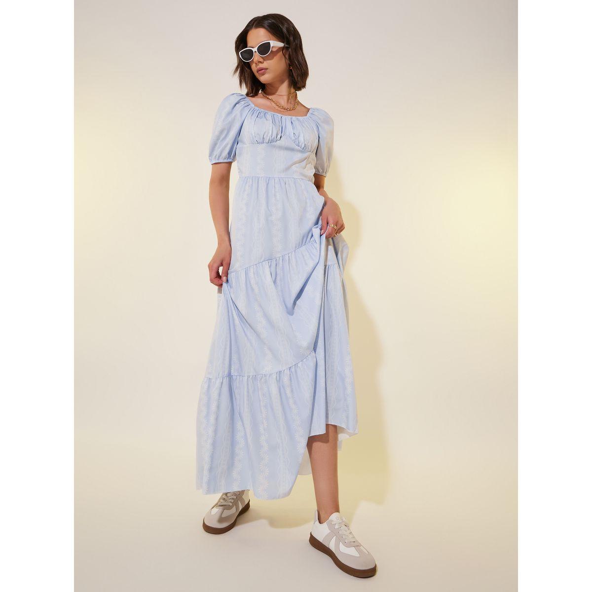فستان طويل مطبع بالكامل مع أكمام منفوخة-women-clothing-dresses-image-1