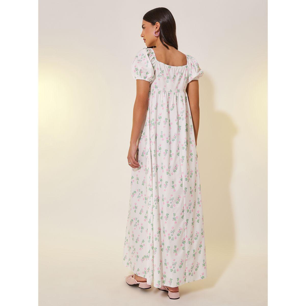 فستان طويل مطبع بالكامل بزهور مع أكمام منفوخة-women-clothing-dresses-image-5