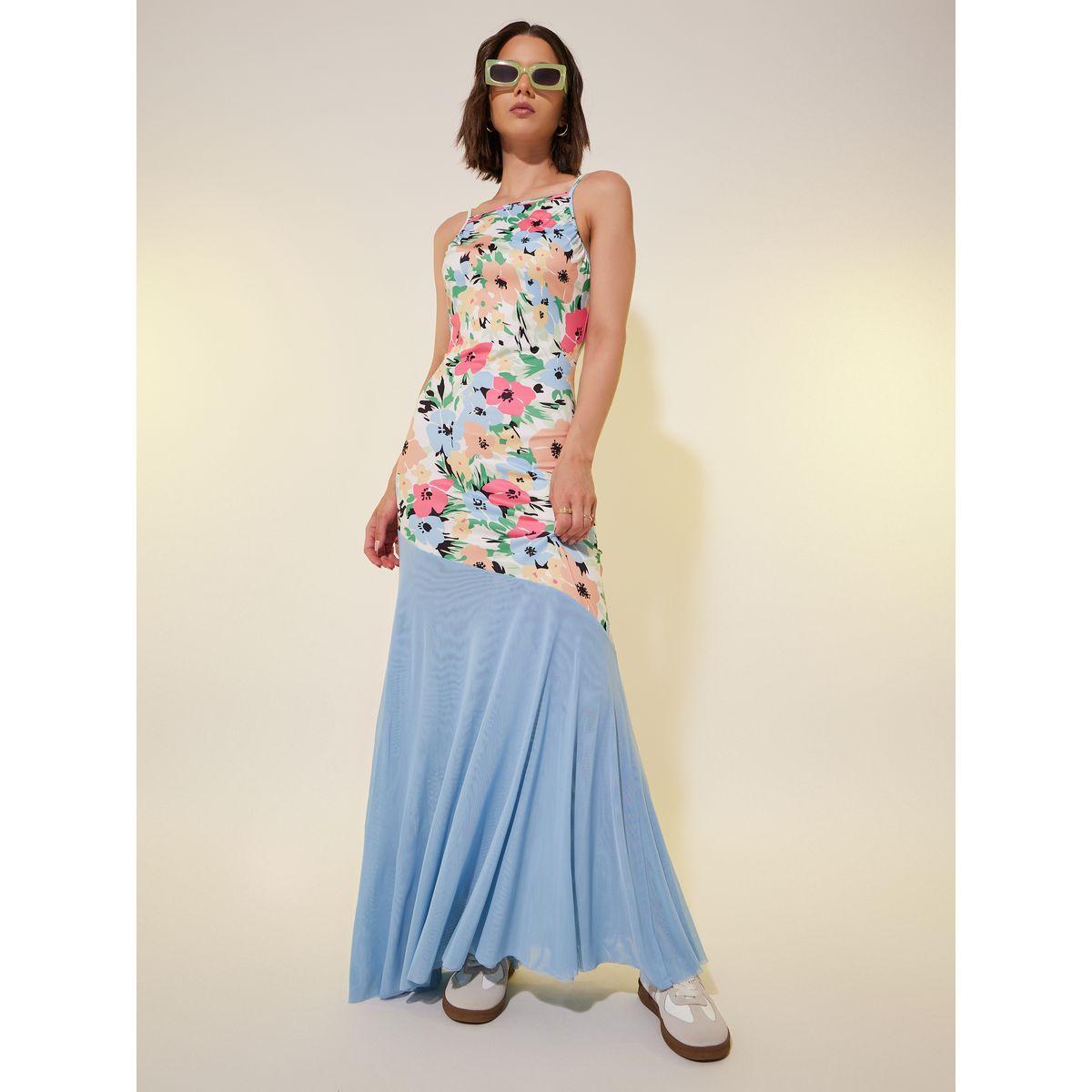 فستان طويل مطبع بزهور مع حافة ميرميد-women-clothing-dresses-image-1