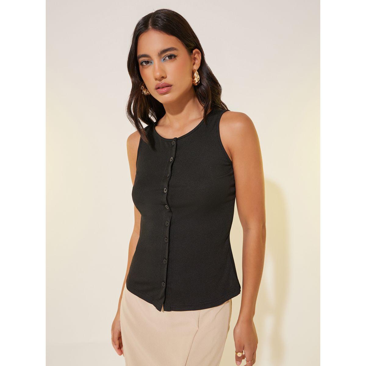 Styli Solid Sleeveless Basic Cardigan Knit Top-women-clothing-tshirts-image-1