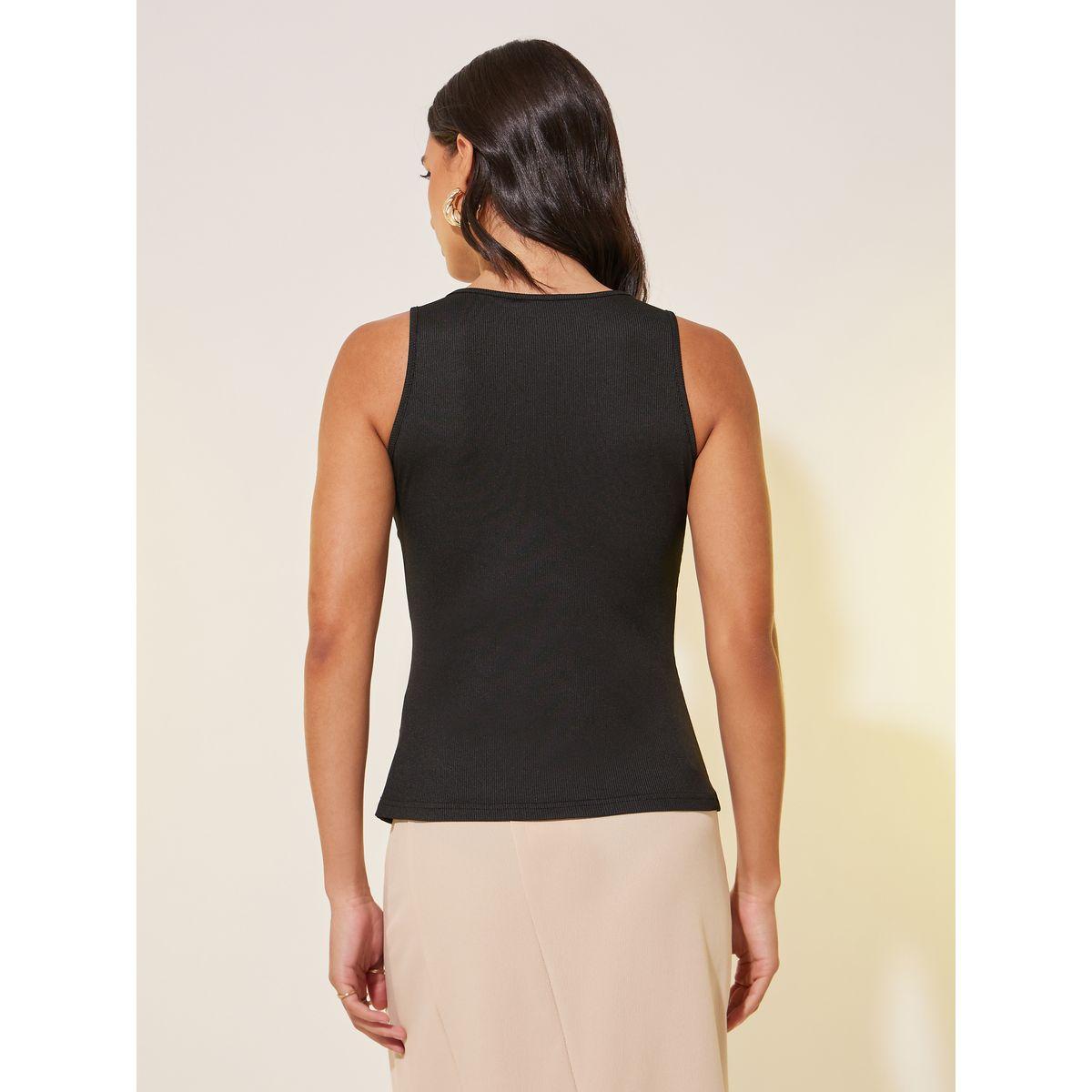Styli Solid Sleeveless Basic Cardigan Knit Top-women-clothing-tshirts-image-4