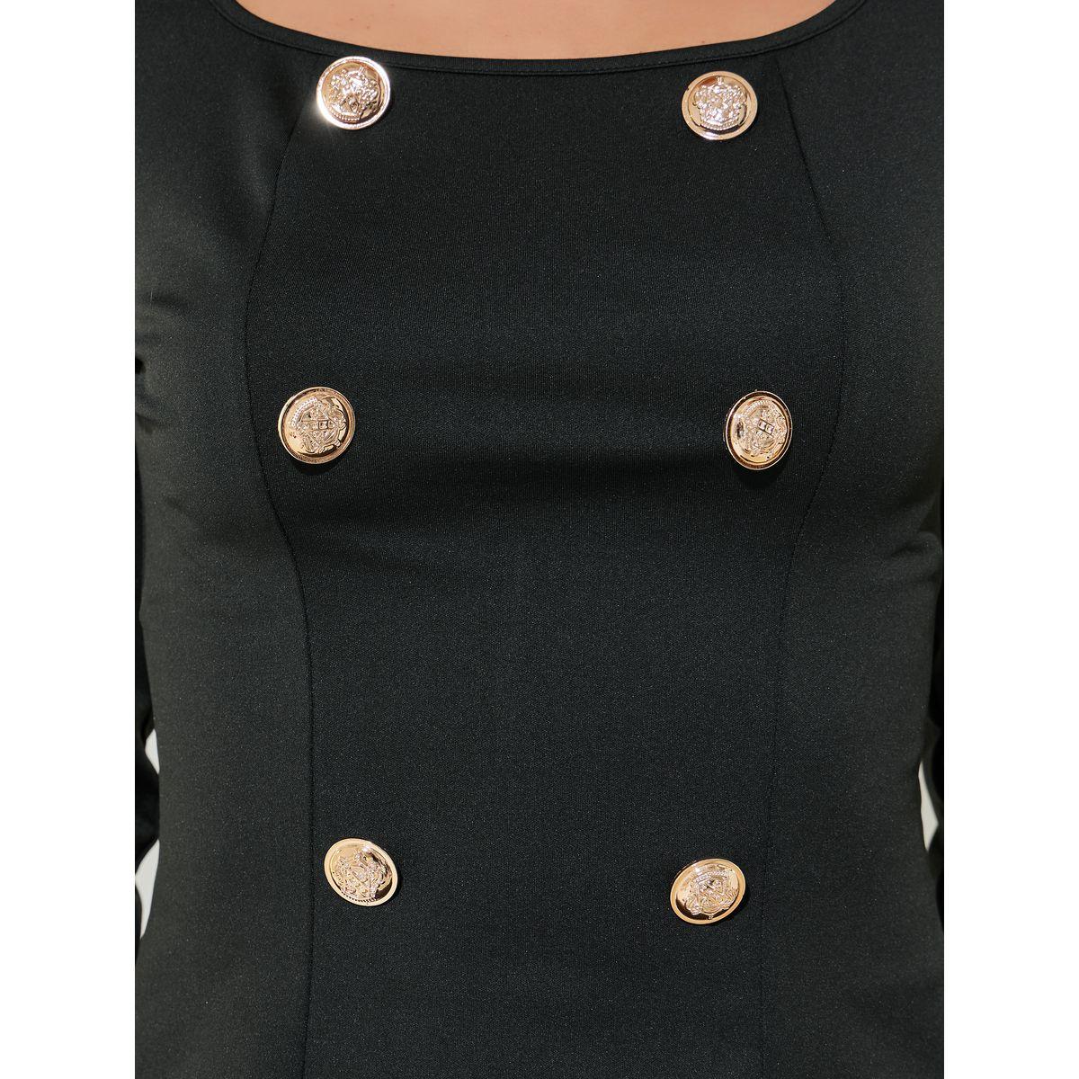 بلوزة سادة بياقة مربعة مع تفاصيل أزرار-women-clothing-tshirts-image-3