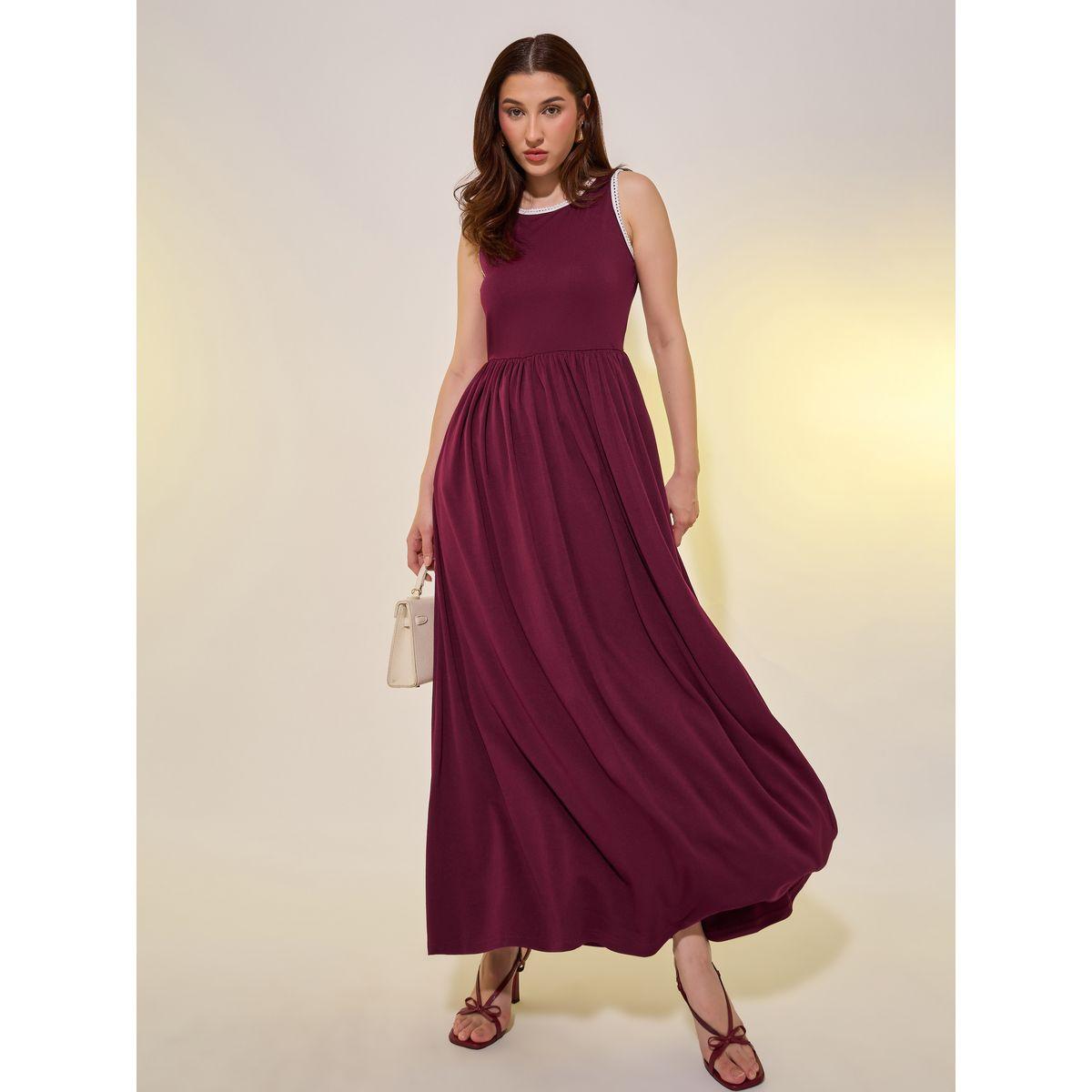 Styli Solid Lace Trim Sleeveless A-Line Midi Dress-women-clothing-dresses-image-1