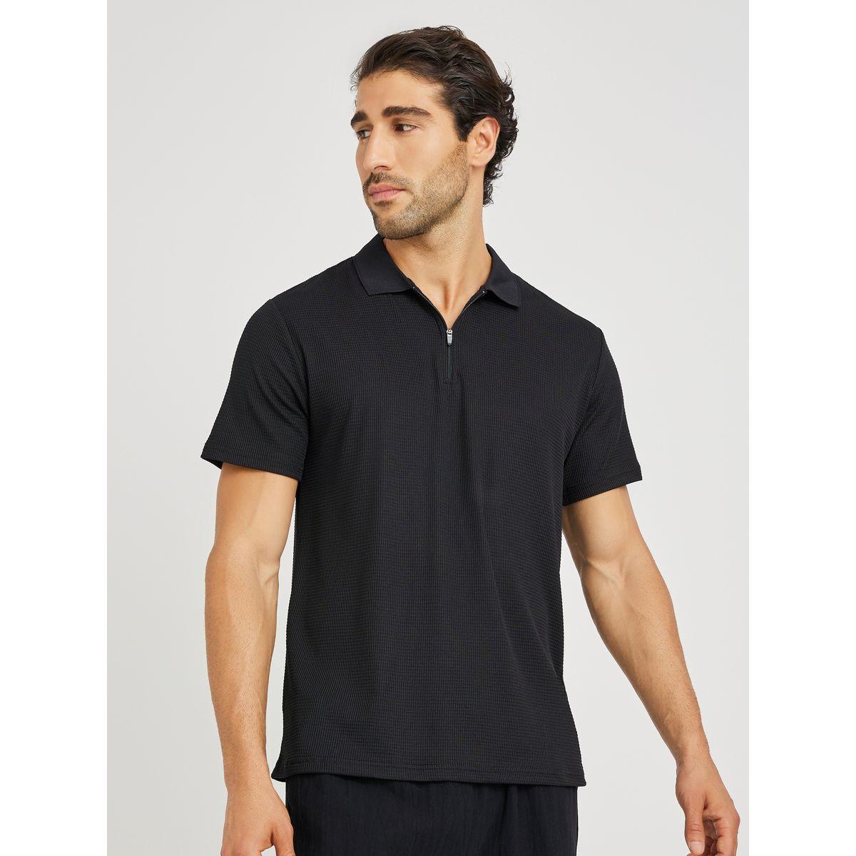 تيشيرت بياقة بولو وقصة مريحة مع سحَّاب غلق-men-clothing-tshirtsandpolos-polos-image-1