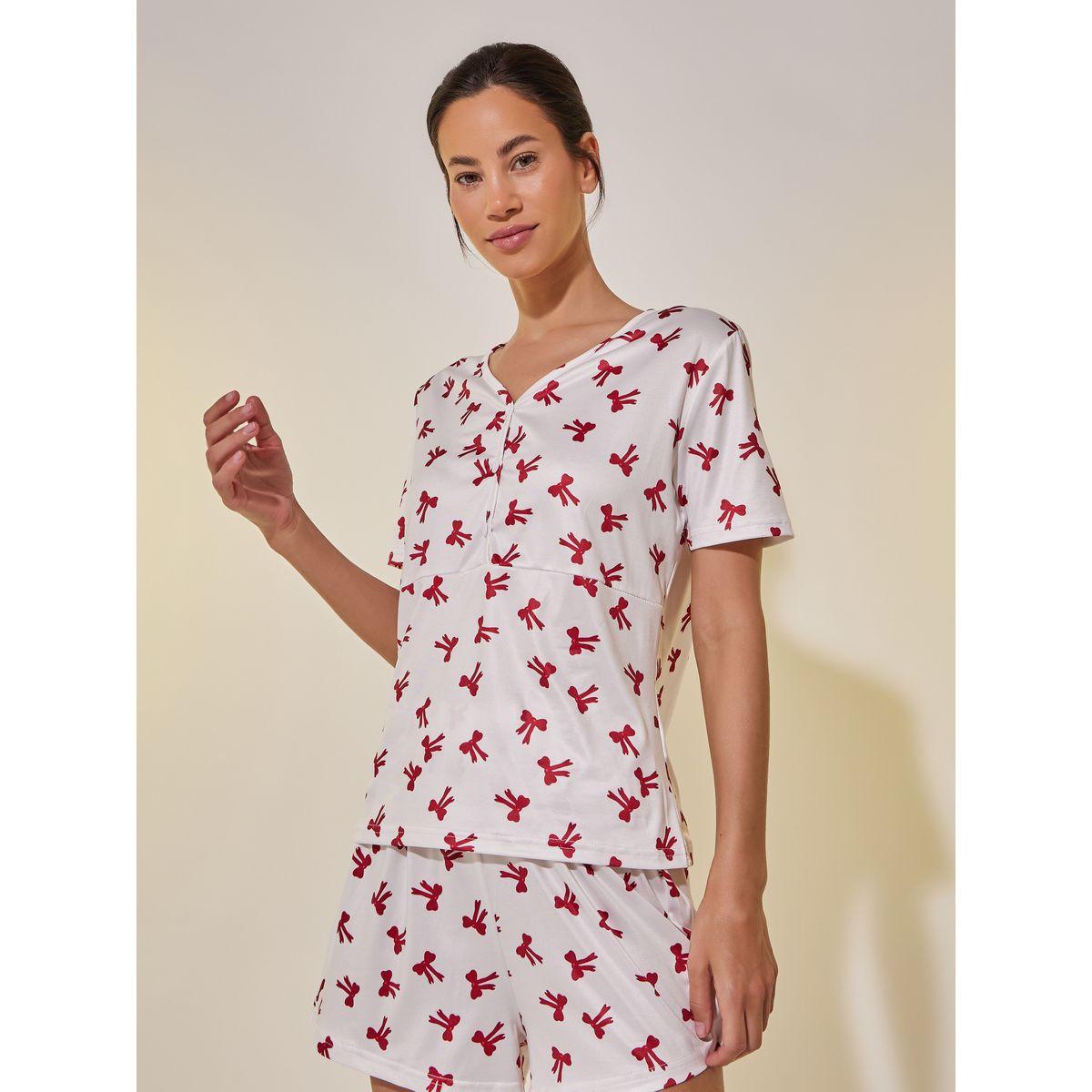 Styli Graphic Print Short Sleeve T-Shirt and Shorts Pyjama Set-women-clothing-nightwear-pyjamas-shortsets-image-2