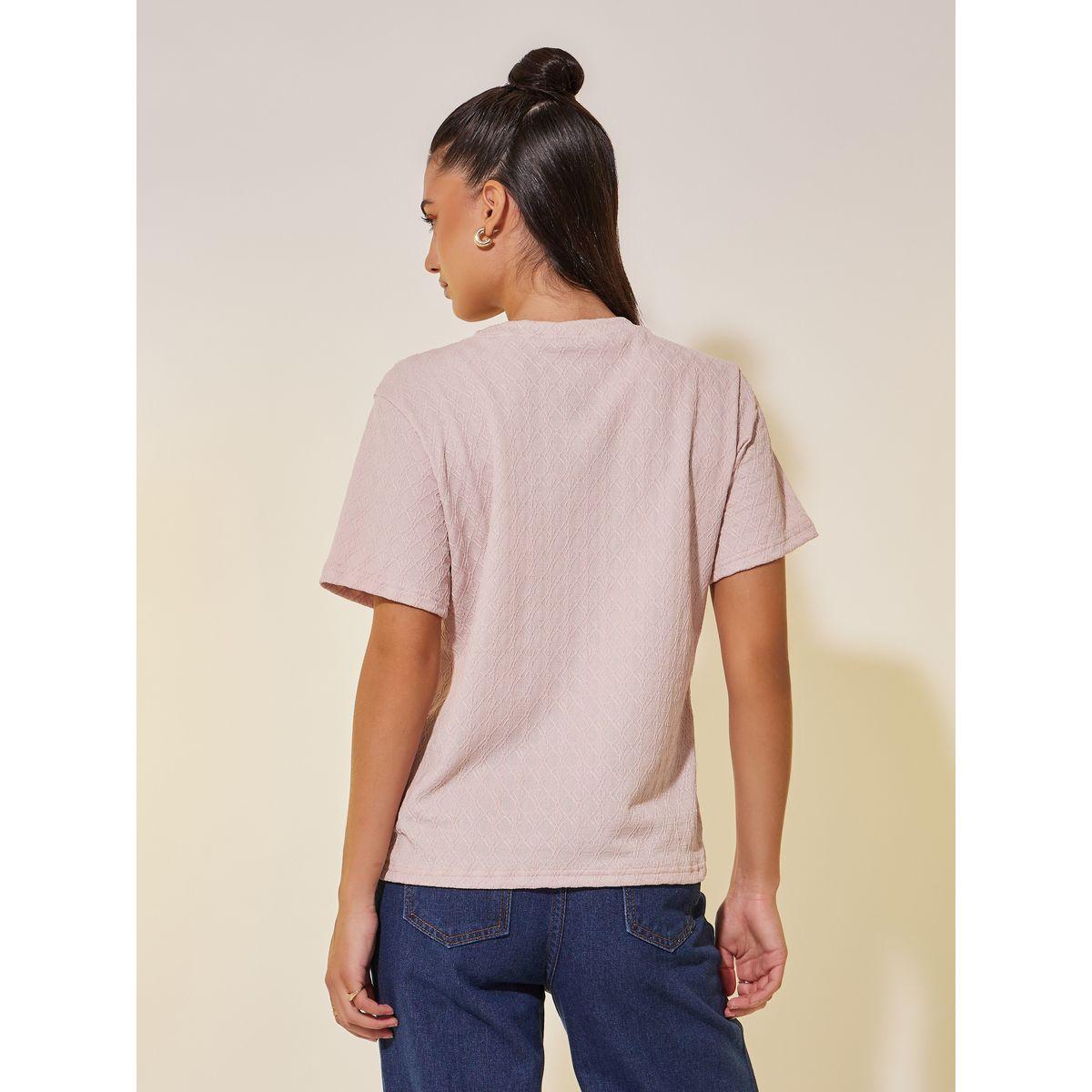 Styli Textured Round Neck Regular Fit T-Shirt-women-clothing-tshirts-image-5
